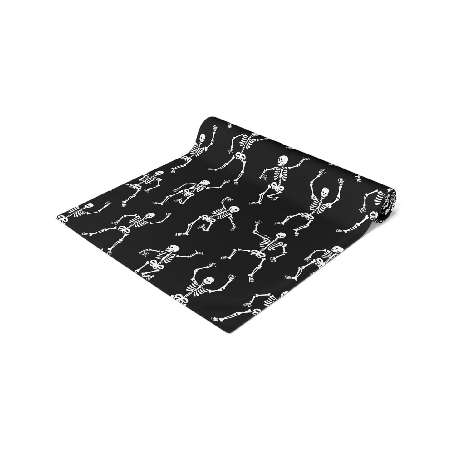 Black Skeleton Table Runner (Cotton, Poly) | Halloween Table Runner | Halloween Decor