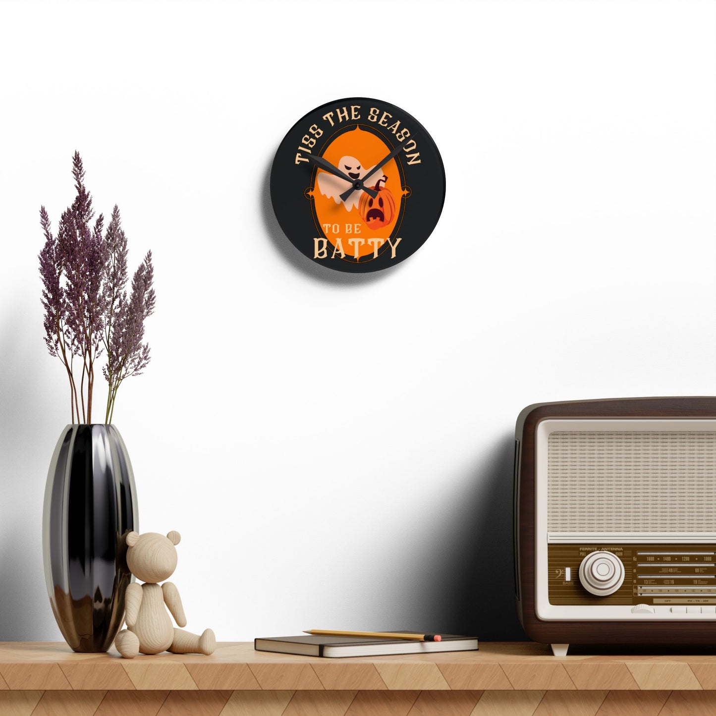 Tiss the Season to be Batty | Halloween Clock | Halloween Decor | Acrylic Wall Clock