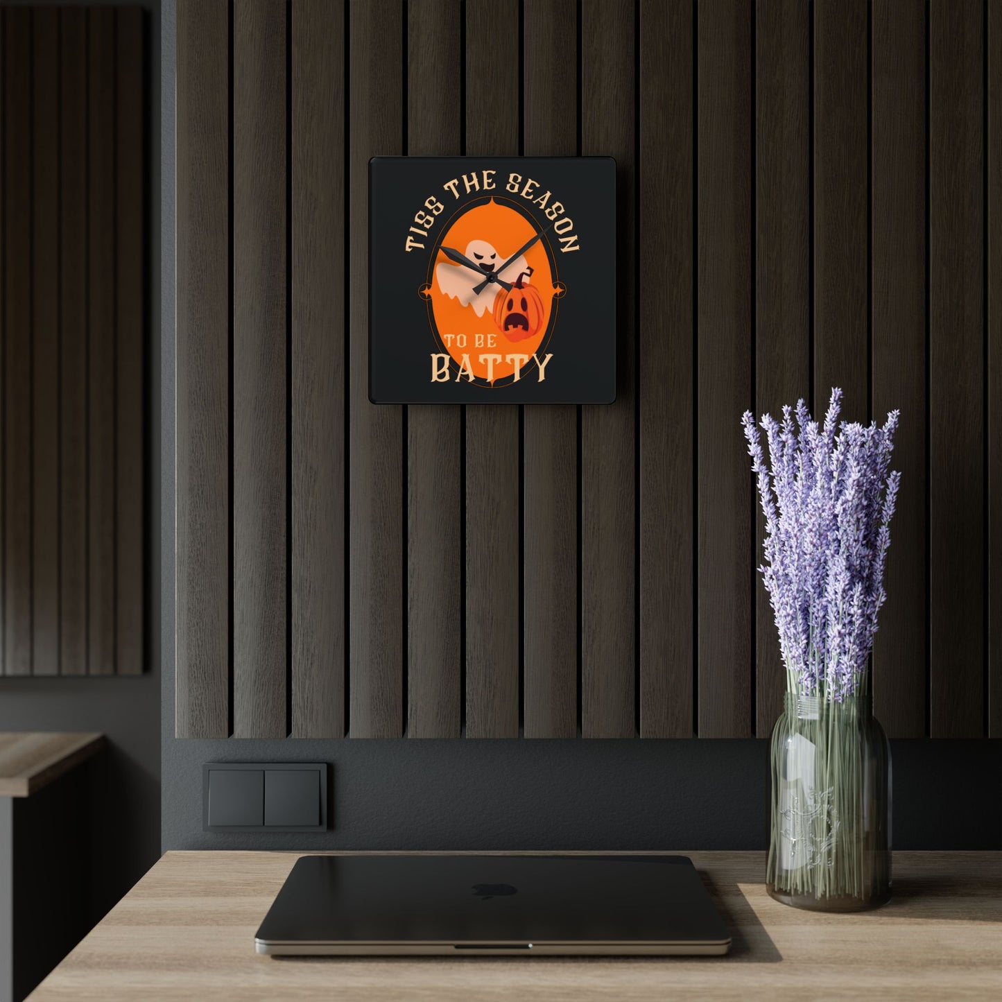 Tiss the Season to be Batty | Halloween Clock | Halloween Decor | Acrylic Wall Clock