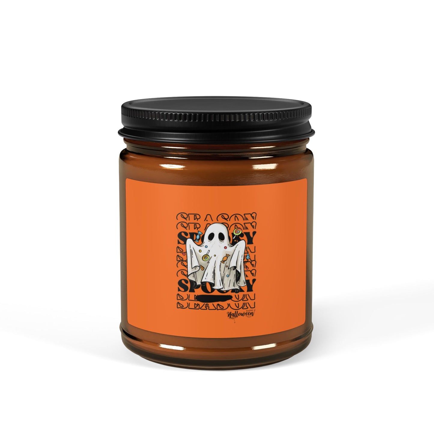 Halloween Ghost Candle | Halloween Candle | Ghost Candle | Scented Soy Candle (Multi-Size, Amber Jar)