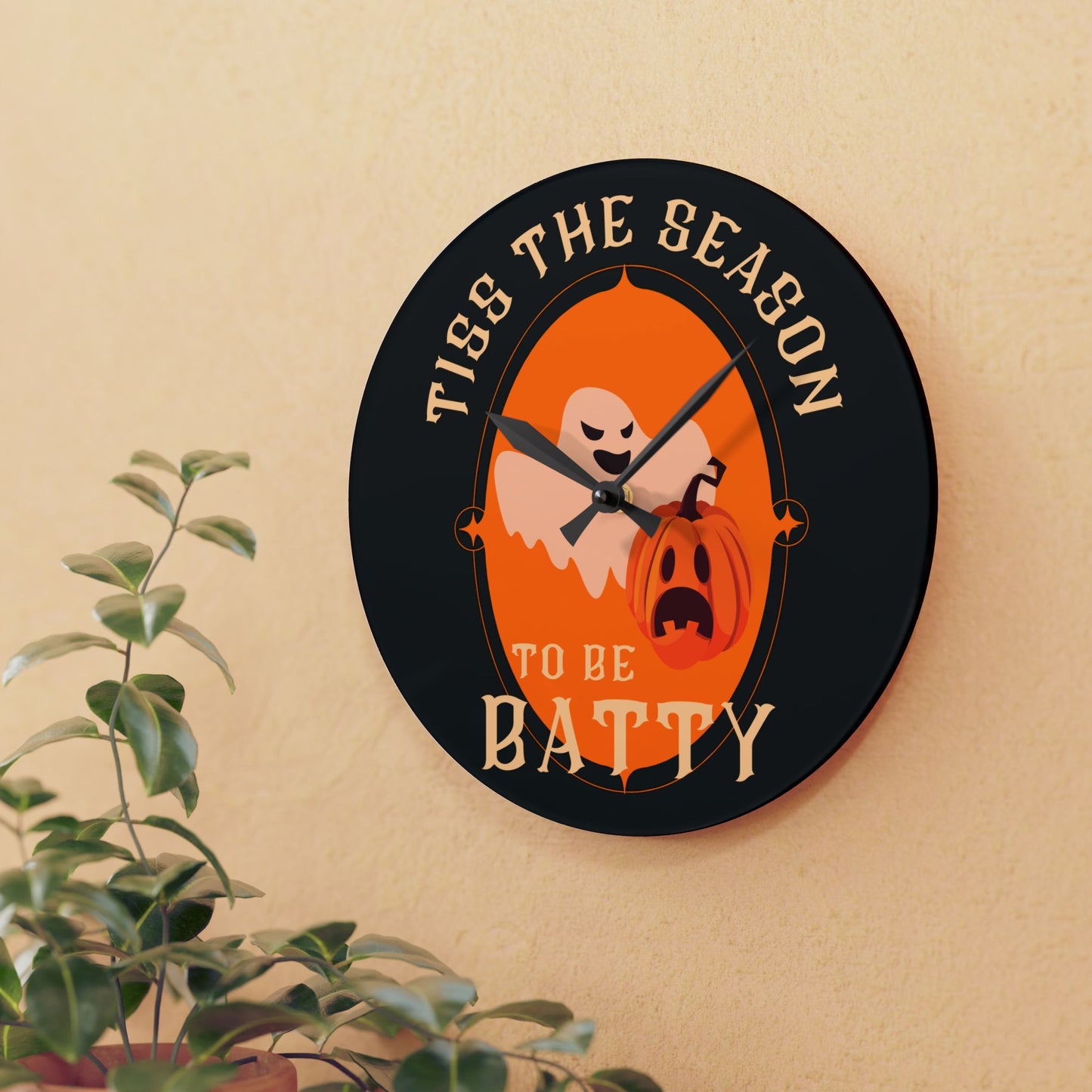 Tiss the Season to be Batty | Halloween Clock | Halloween Decor | Acrylic Wall Clock