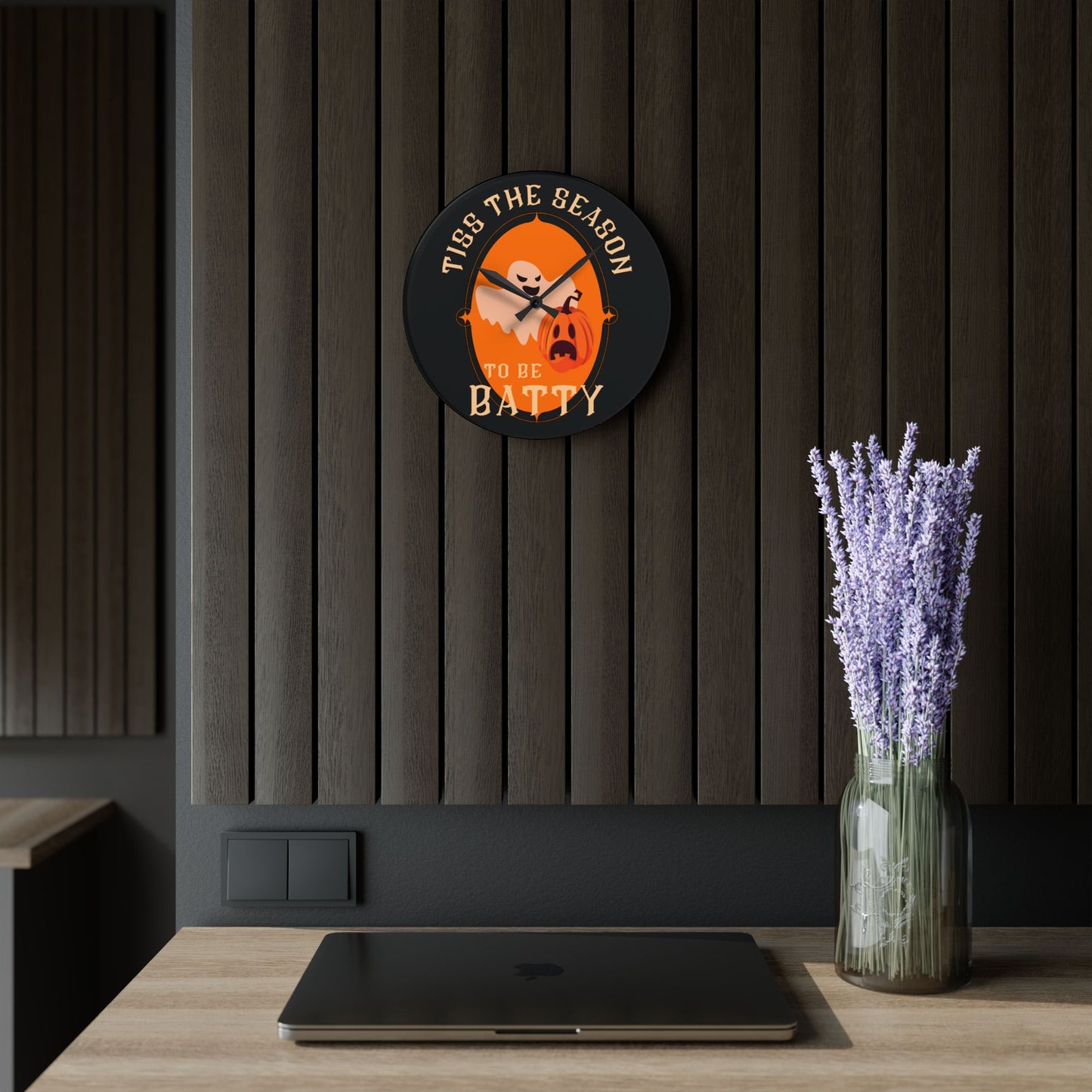 Tiss the Season to be Batty | Halloween Clock | Halloween Decor | Acrylic Wall Clock