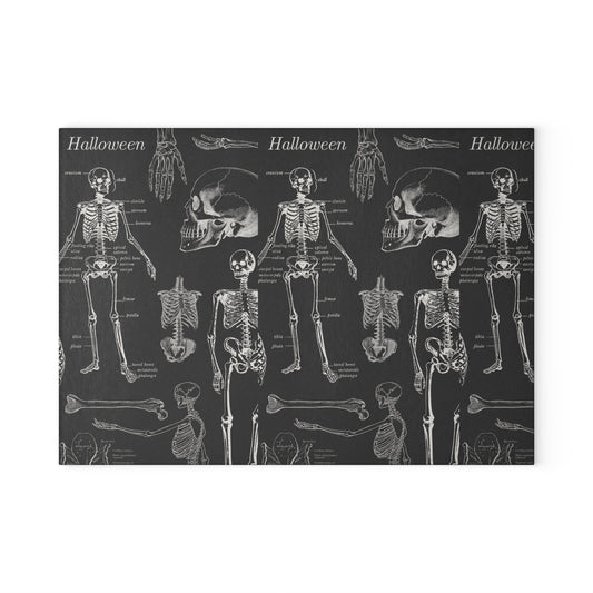 Spooky Skeleton Halloween Cutting Board | Glass Cutting Board | Halloween Cutting Board