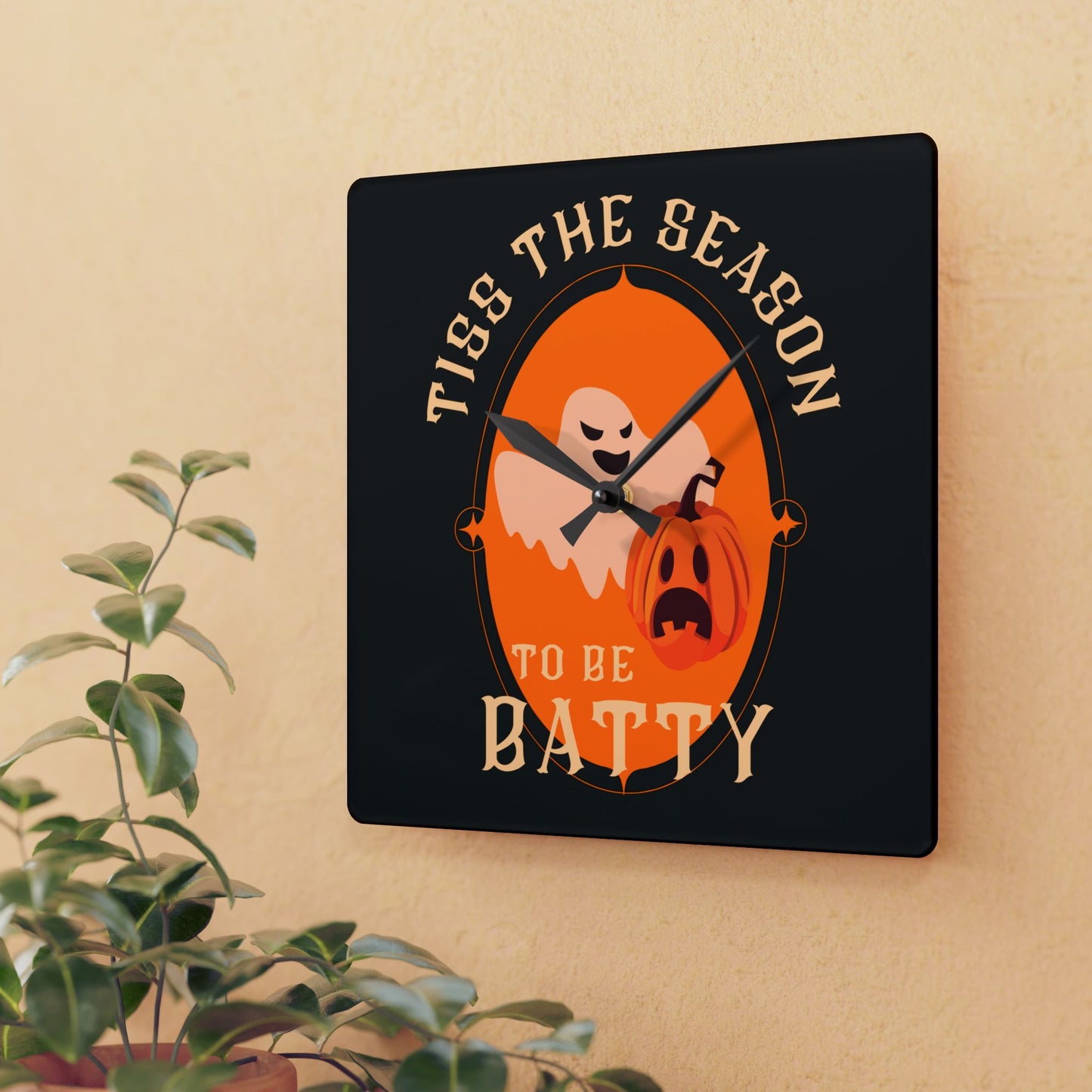 Tiss the Season to be Batty | Halloween Clock | Halloween Decor | Acrylic Wall Clock