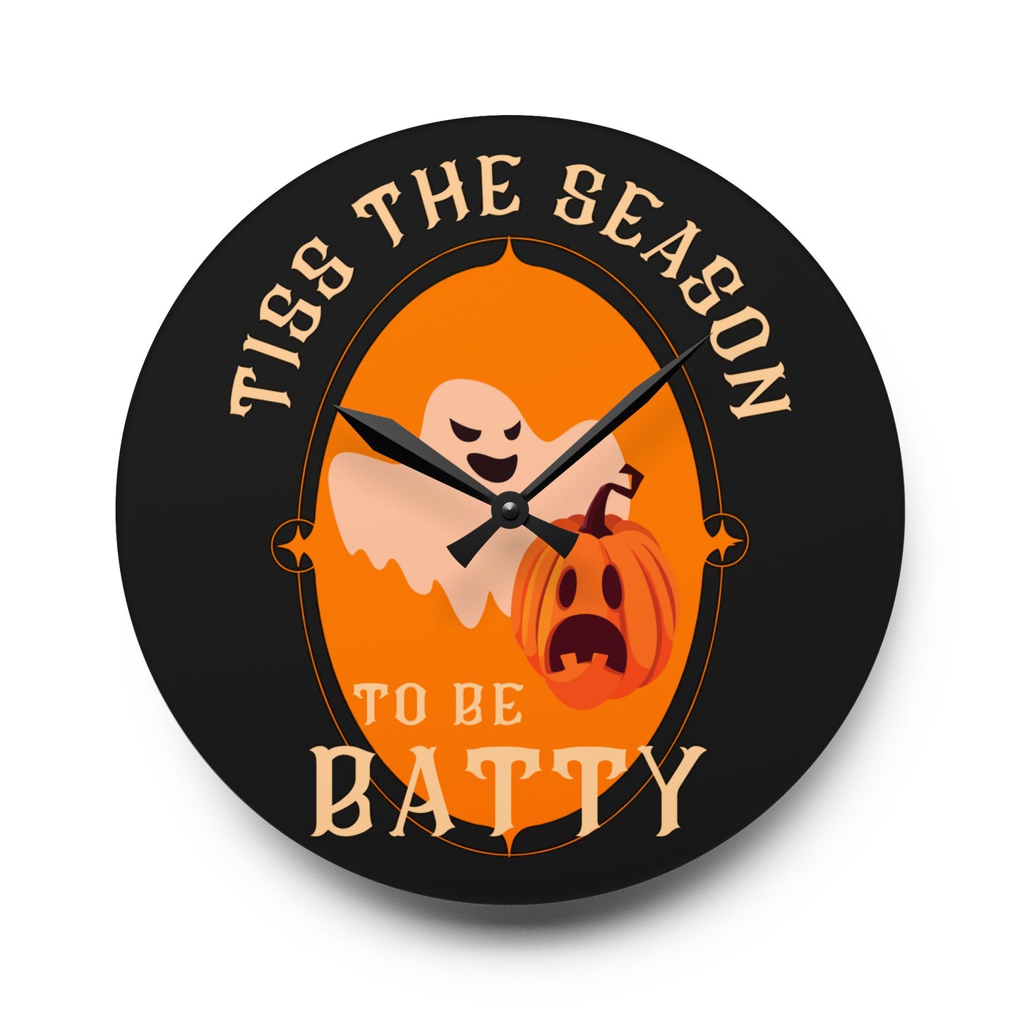 Tiss the Season to be Batty | Halloween Clock | Halloween Decor | Acrylic Wall Clock