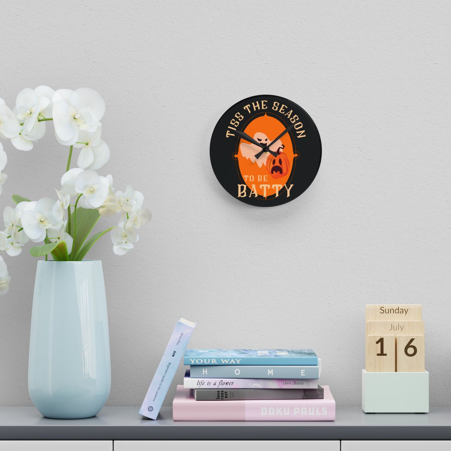 Tiss the Season to be Batty | Halloween Clock | Halloween Decor | Acrylic Wall Clock