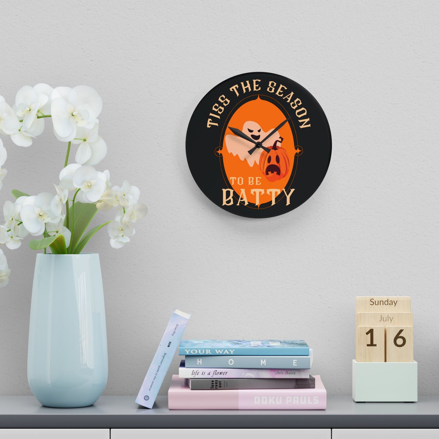 Tiss the Season to be Batty | Halloween Clock | Halloween Decor | Acrylic Wall Clock