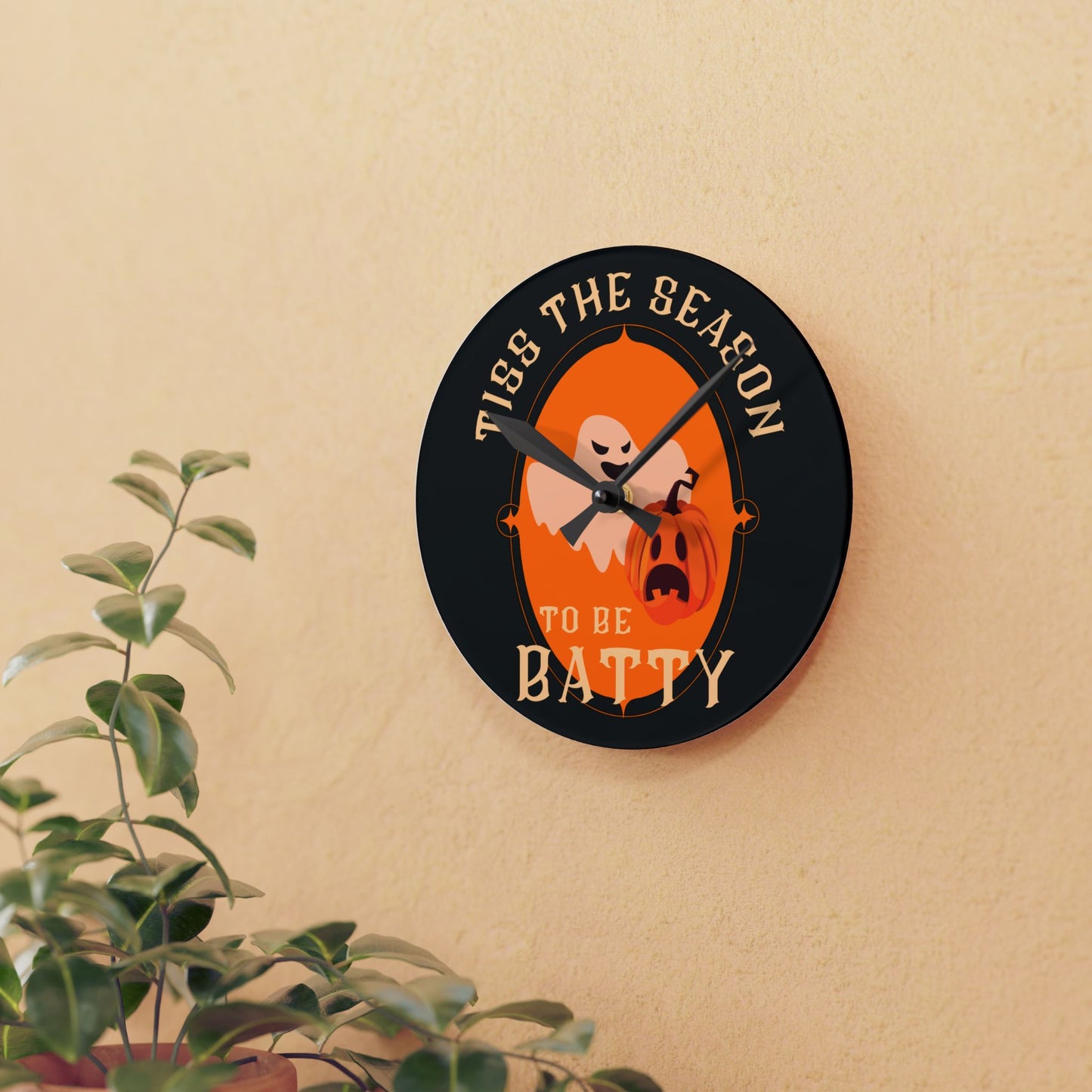 Tiss the Season to be Batty | Halloween Clock | Halloween Decor | Acrylic Wall Clock