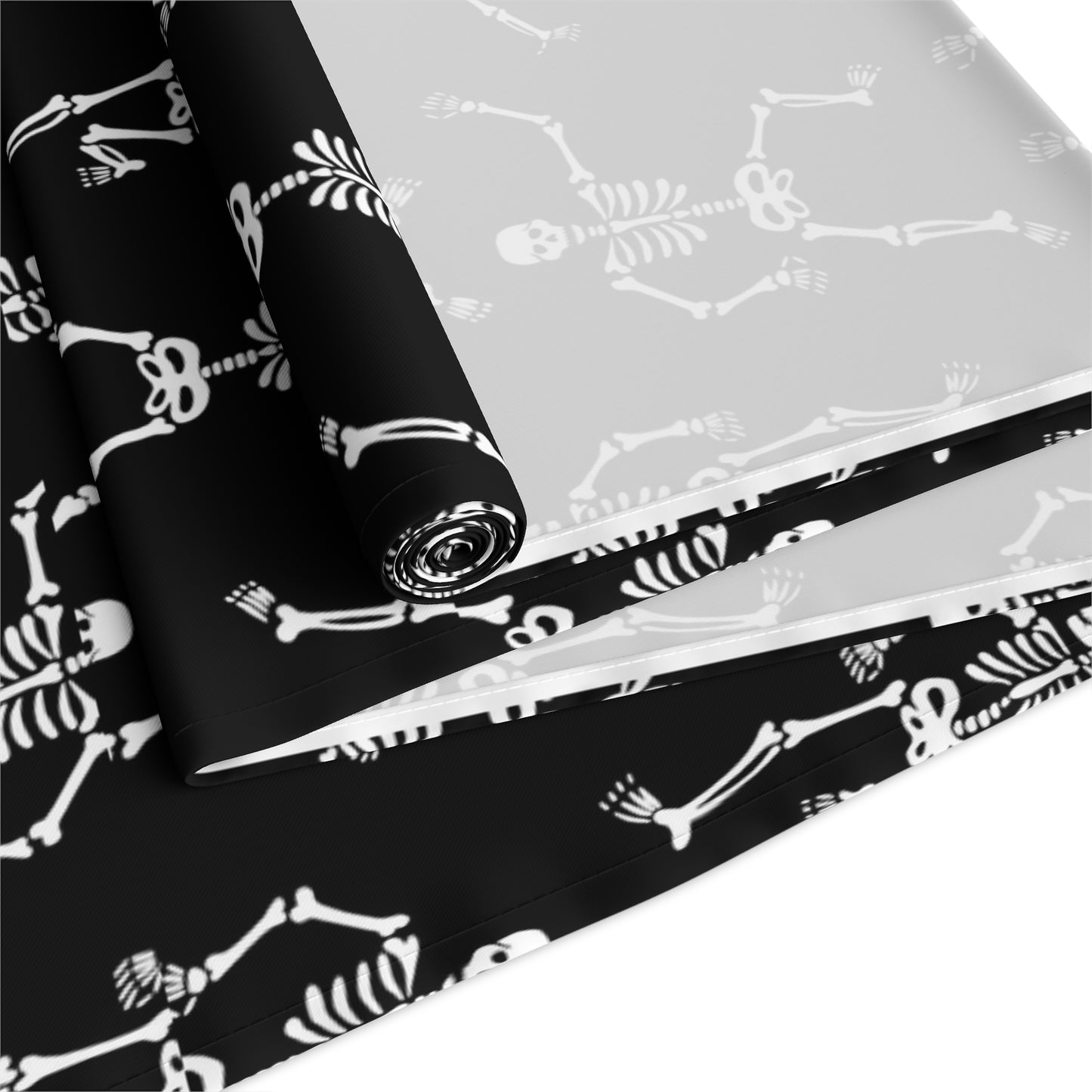 Black Skeleton Table Runner (Cotton, Poly) | Halloween Table Runner | Halloween Decor