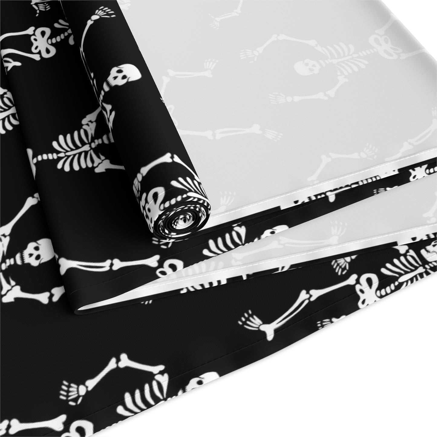 Black Skeleton Table Runner (Cotton, Poly) | Halloween Table Runner | Halloween Decor