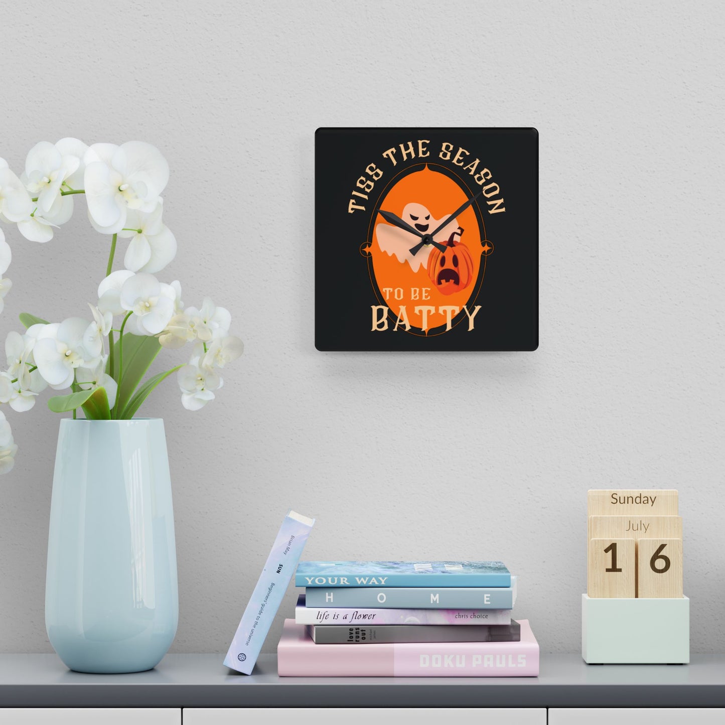 Tiss the Season to be Batty | Halloween Clock | Halloween Decor | Acrylic Wall Clock