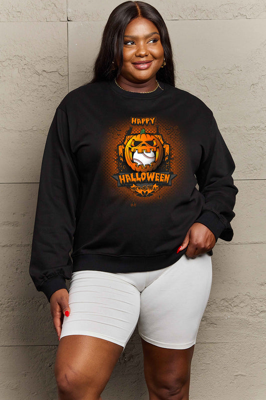 Simply Love Full Size HAPPY HALLOWEEN Graphic Sweatshirt